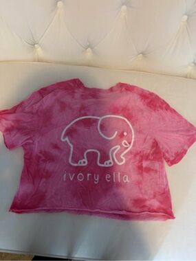 Ivory Ella Pink Tie-Dye Elephant Crop Tee-one size